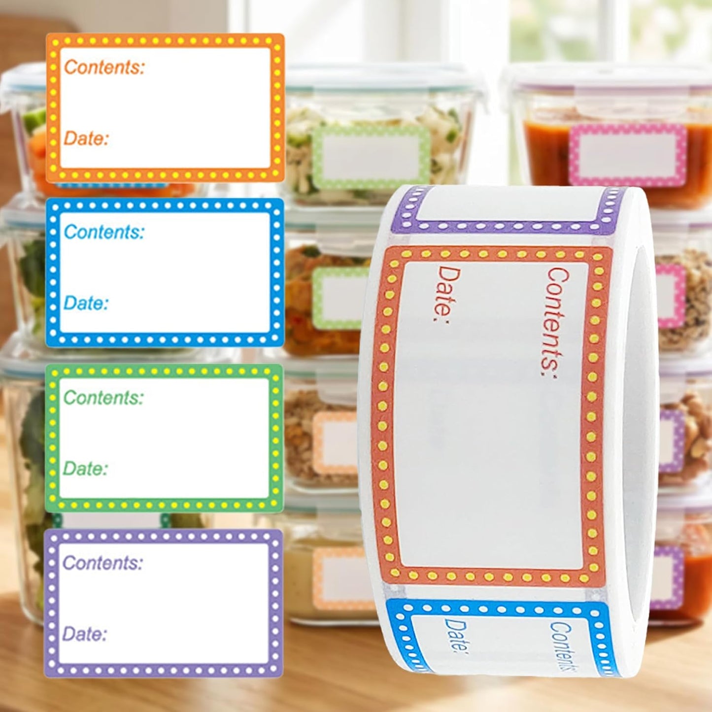 500Pcs Blue Freezer Labels, Waterproof Write-On Stickers | 500Pcs labels; removable writable adhesive for jars, containers, meal prep, pantry storage, and freezer use.