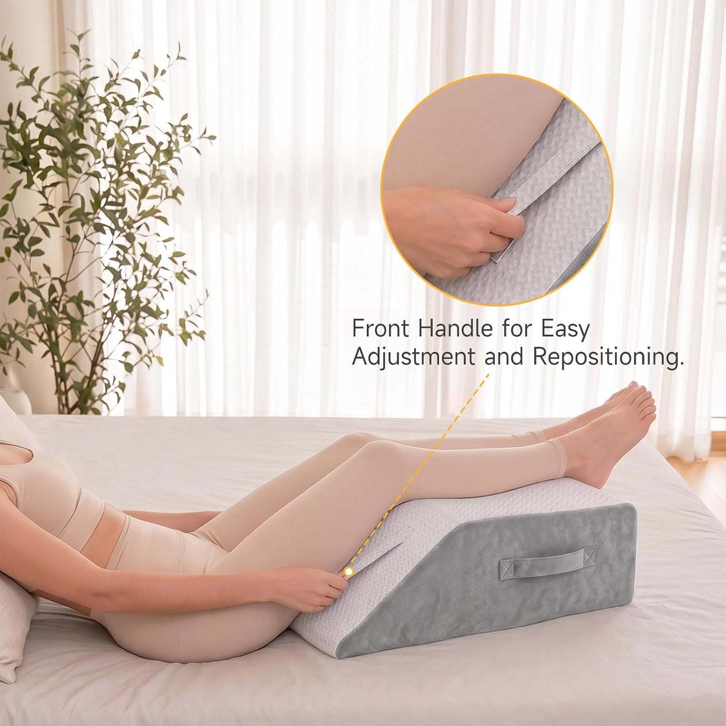 Leg Pillow Elevation Blood Circulation, 23.2×16.5×7.5in, White | Leg Elevating Pillows for After Surgery, Foot Knee Pillow for Back Pain, Memory Foam Wedge for Elevation for Leg Swelling