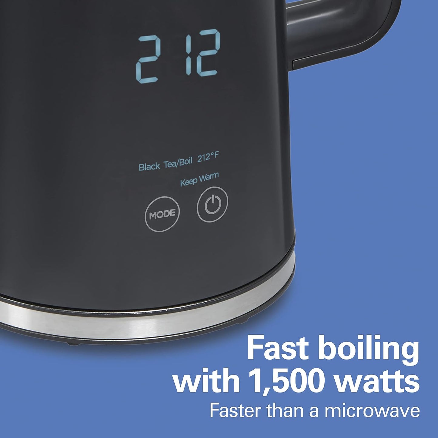 Hamilton Beach Digital Temperature Control Electric Tea Kettle, Hot Water Boiler & Heater 1.7L, 5 Preset Modes + Keep Warm, Fast Boil 1500 Watts, BPA Free, Cool-Touch Exterior, Black (41033) | Fast Boiling 1500 Watts |Temp Control + 5 Presets |
