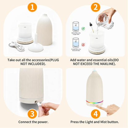 URPOWER 300mL Essential Oil Diffusers for Home Aromatherapy Diffuser | Up to 10 Hrs High/Low Mist Settings Quiet Diffuser Oil Machine Humidifiers Ideal for Bedrooms Living Rooms & Home Offices