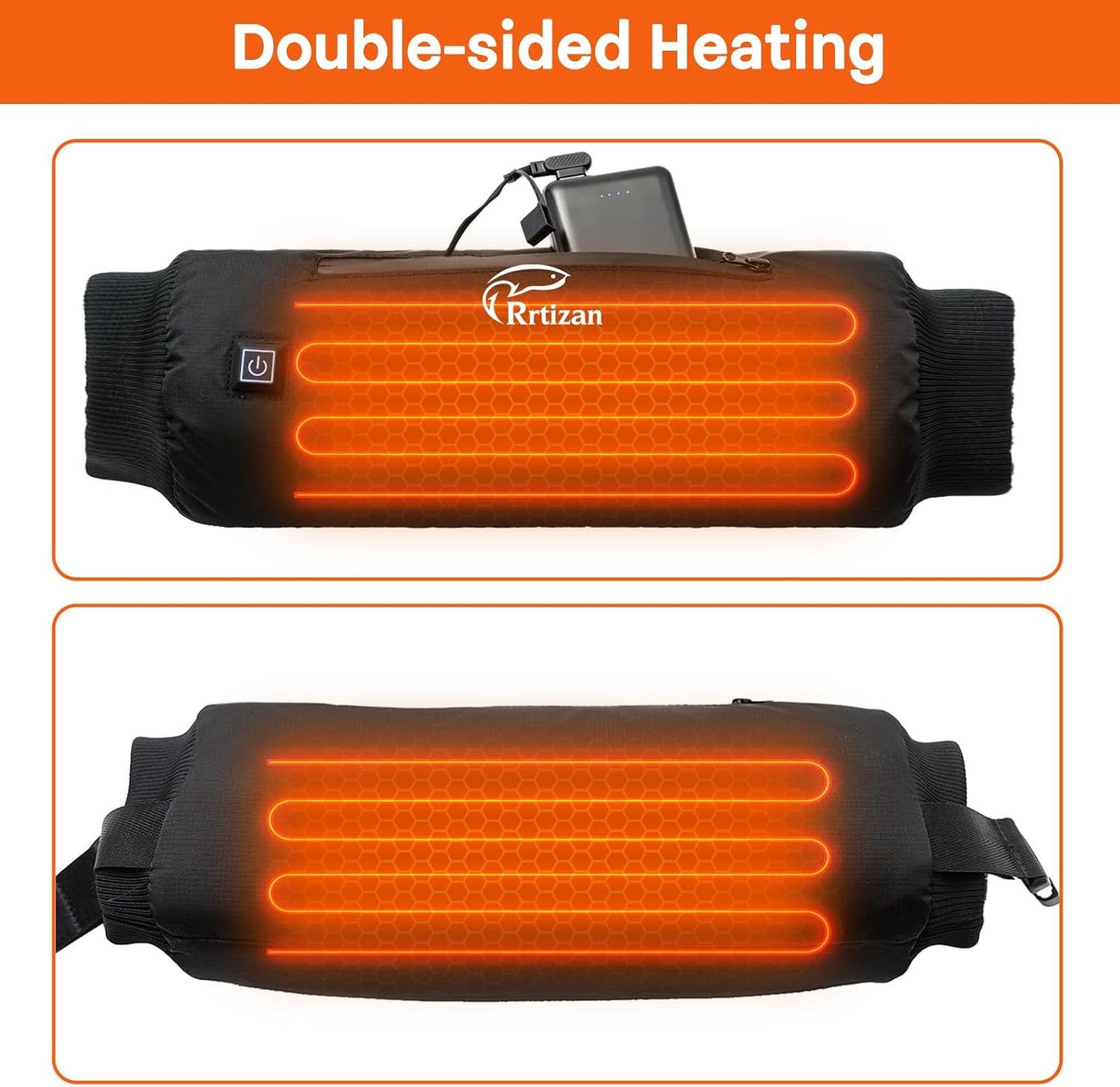 Hand Warmer Pouch, Hand Warmers Rechargeable with 3 Levels Heating, Ideal for Hunting,Camping,Football, Portable and Waterproof Football Hand Warmer Heated Hand Muff, not Include Power Bank