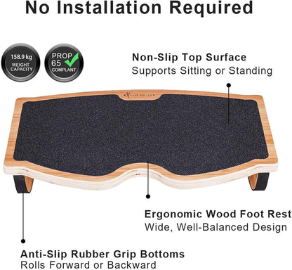 StrongTek Under Desk Footrest, Wooden Rocking Foot Rest, 350lbs, Non-Slip