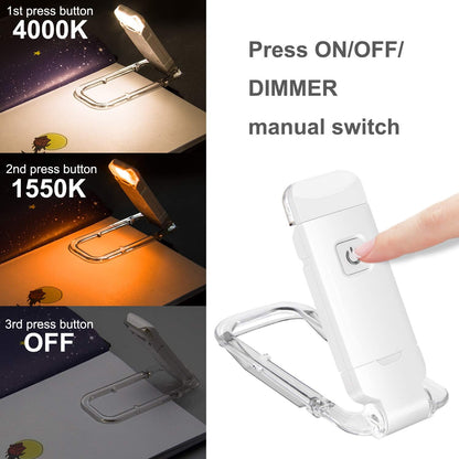BIGLIGHT Amber Book Reading Light, LED Clip on Book Lights, Reading Lights for Books in Bed, Small Book Light for Kids, USB Rechargeable, 2 Brightness Adjustable for Eye Protection, Orange