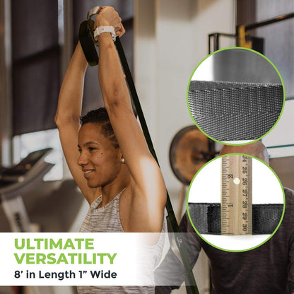 Stretching Strap for Physical Therapy, 12 Multi-Loop Stretch Strap 1" W x 8' L, Neoprene Handles, Physical Therapy Equipment, Yoga Straps for Stretching, Leg Stretcher.