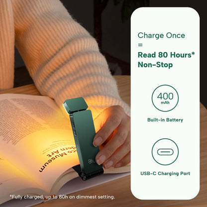 86lux Book Light, Rechargeable Reading Lights for Books in Bed | Ultralight Clip-on LED Bookmark Lamp with 3 Amber Colors & Stepless Dimming for Night Reading for Book Lovers, Ashen