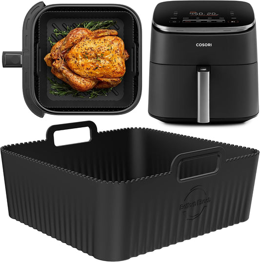 Premium 8.3inch Square Air Fryer Silicone Liner for 6Qt Coosri Air Fryer | 0.1inch Liner Thickness & 0.3mm high Silicone Lines on Base | Dishwasher Safe |