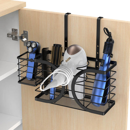 Hair Dryer Holder 3 in 1 Hair Tool Organizer - Blow Dryer Holder | Djustable Height Wall Mounted/Cabinet Door Bathroom Organizer Under Sink for Hair Dryer, Flat Irons, Curling Wands