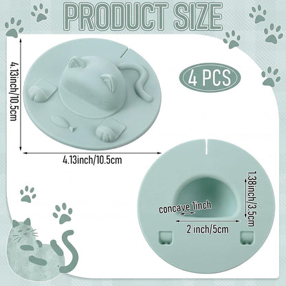 4 Pcs Tea Bag Squeezer 4 Inch Silicone Tea Bag Holder & Squeezer Dishwasher Safe Purple Cute Cat-shaped Cup Silicone Lids Warm Cover Supplies