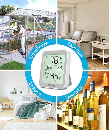 Govee Indoor Hygrometer Thermometer H5075 with Bluetooth App Control | Room Temperature Humidity Meter, 164ft Remote Monitor, Smart Alerts, 2 Years Data Storage Export, for Bedroom Wine Cellar