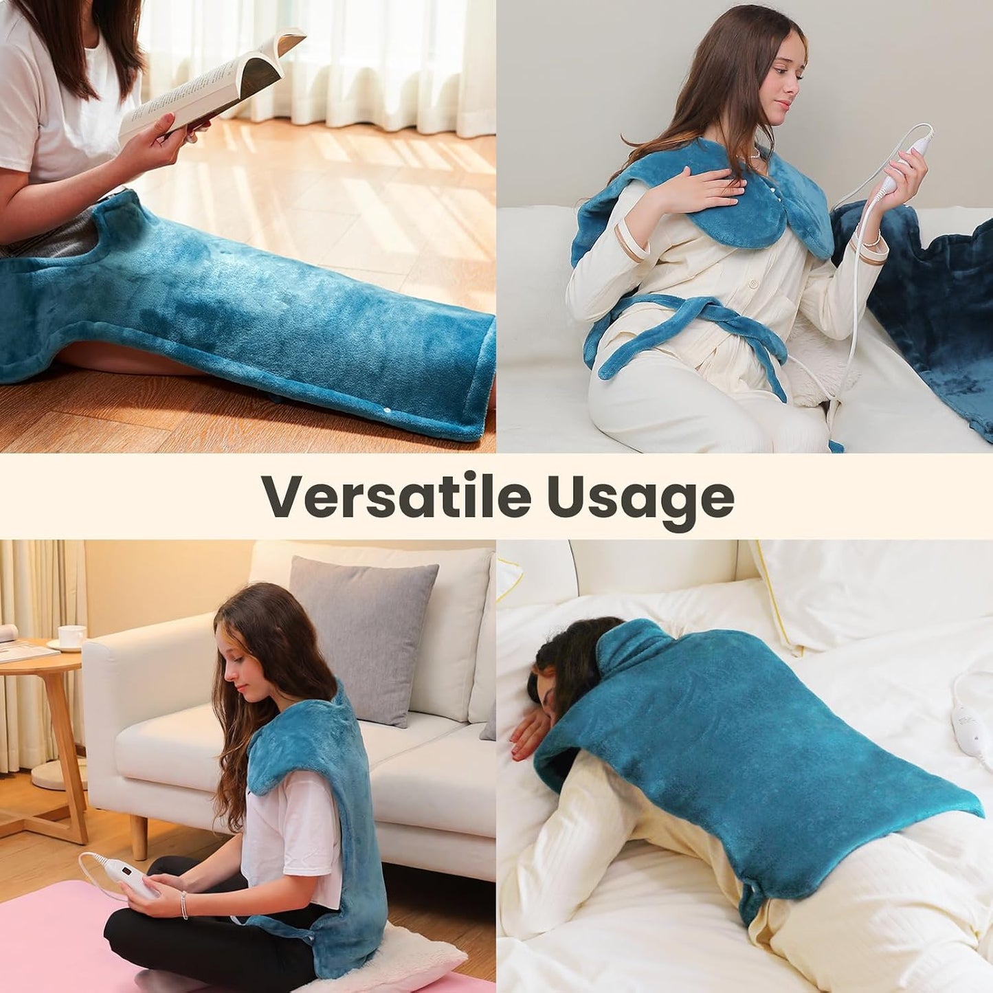 DAILYLIFE Heating Pad for Neck and Shoulders and Back, Electric Heating Pad for Back Pain Relife, 6 Heating Settings, UL Certified with Overheating Protection and Machine Washable, 26"x35", Blue
