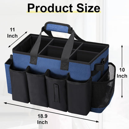 Wearable Large Cleaning Caddy Bag for Housekeepers (Black&Gray) | Cleaning Supplies Organizer with Adjustable Shoulder, Waist & Handle Straps, Detailing Bag for Kitchen Supplies