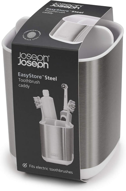 Joseph Joseph Easy-Store - Compact Toothbrush Holder Caddy Bathroom Storage , Grey/White, Regular