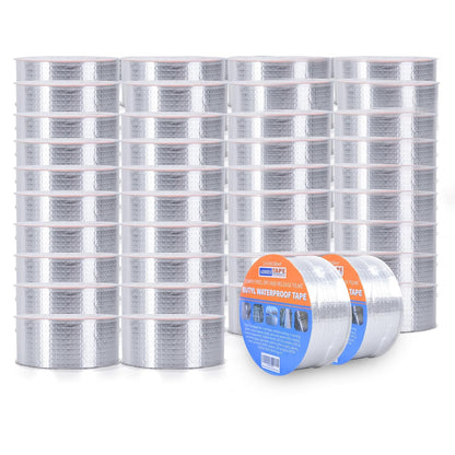 ADHES Butyl Tape Waterproof Tape, 2in x 16ft Aluminum Foil Tape | Butyl Sealant Tape for RV Repair,Window,Boat, Pipe Sealing, Glass & EDPM Rubber Roof Patching(Model:RAY100-2,Glue Color:Gray)