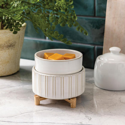Candle Warmers ETC 2-in-1 Candle and Fragrance Warmer for Warming Scented Candles or Wax Melts and Tarts with to Freshen Room, Pewter Walnut