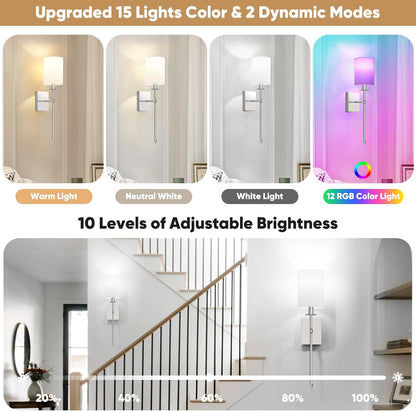 Battery Operated Wall Sconces Set of 2, Rechargeable Sconces with Remote