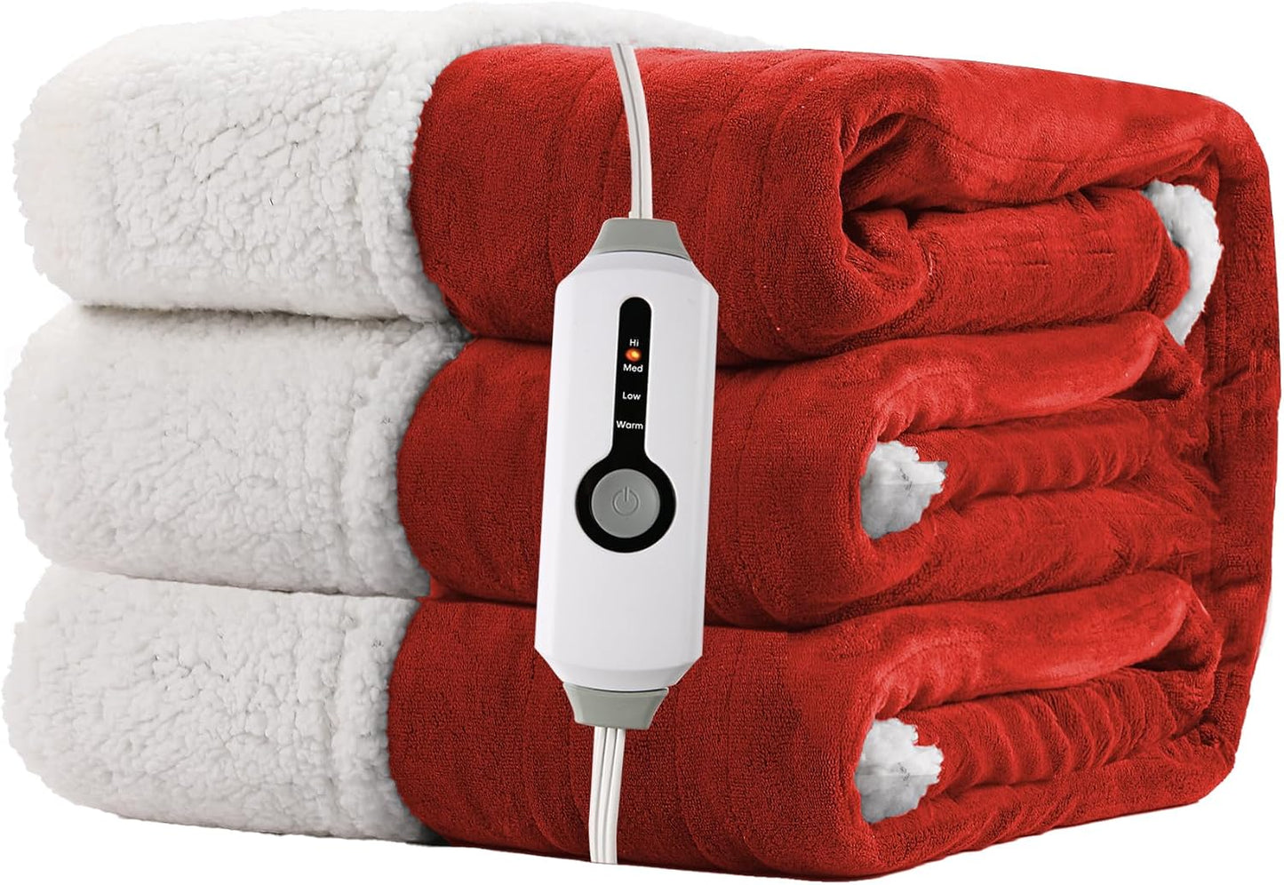 Electric Heated Blanket Full Size 72"x84" – Light Gray | ETL for Safe Overnight, 4 Heat Settings & 10H Auto Off, Dual-Sided Microplush Sherpa for Home Night, Machine washable
