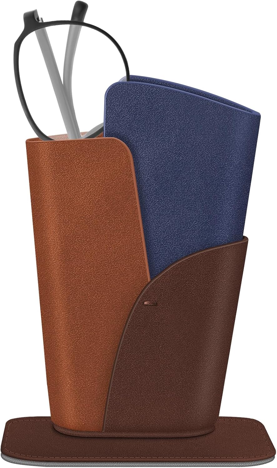 FINTIE Eyeglasses Holder, Vegan Leather Glasses Stand Case For Nightstand | Nightstand Glasses Holder, Desktop Organizer, For Glasses/Remote/Pen Storage, Small Item Storage, Anti-Scratch