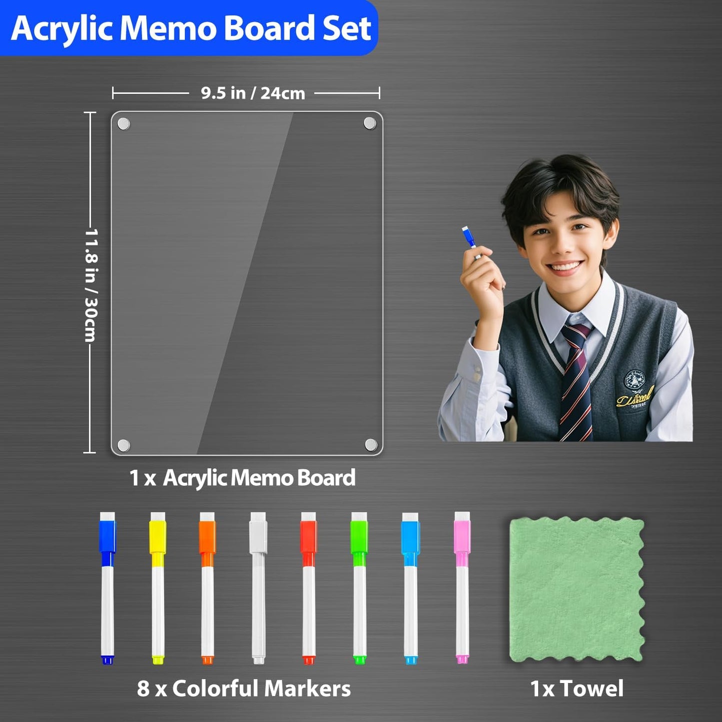PigPotParty Acrylic Magnetic Chore Chart for Kids, 12x9.5 Inch, 2 Pack | Sleek Clear Acrylic Design, Reward System Builds Habits, Built-In Magnets Require No Installation, 8 Wet-Erase Markers