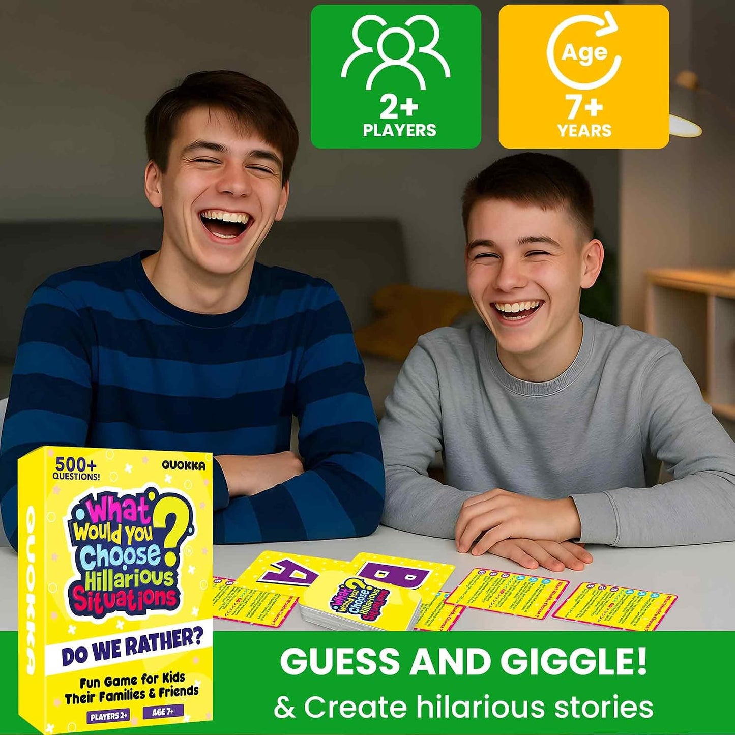 QUOKKA Card Game for Teens, Kids, Adults – 500+ Hilarious Travel & Vacation Scenarios | Funny Getaways What Would You Choose Challenge | Family Nights & Party Game for Friends, Road Trips & Sleepovers