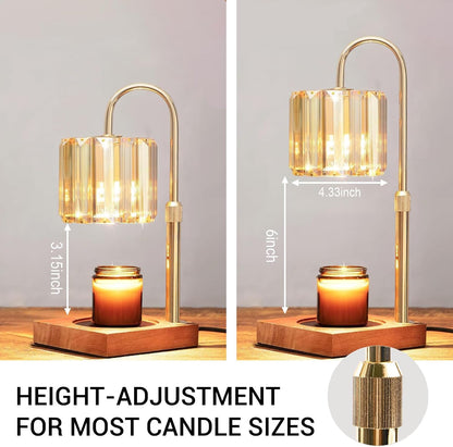 Yuichoy Candle Warmer Lamp with Timer, Dimmable Electric Candle Wamer Adjustable Height, Glass Modern Candles Melter Lamp, Gifts for Women Mom, Clear