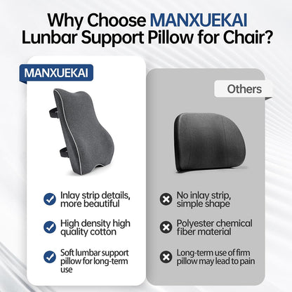 Soft Comfortable Memory Lumbar Support Pillow Back Cushion for Car & Office