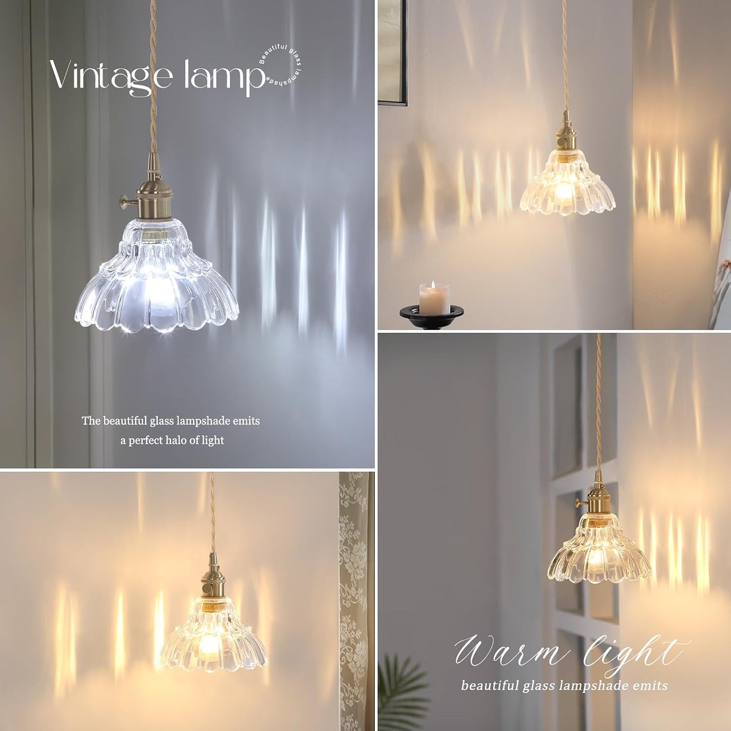 Shenmoyl Battery Operated Wall Sconce Wall Lamp with Green Lily of the Valley Shade Pattern Glass Adjustable Chain Retro Gold Wall Mounted Light, Modern Wall Lamp Fixtures Decor for Bedside Bedroom