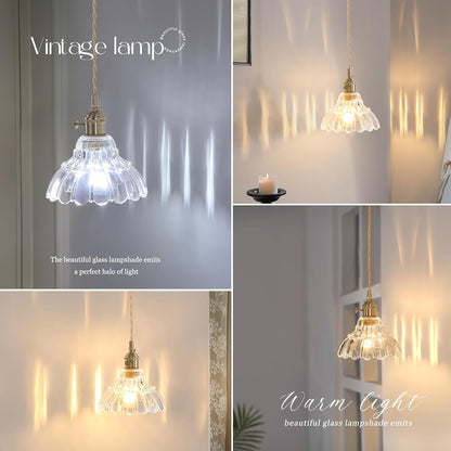 Shenmoyl Battery Operated Wall Sconce Wall Lamp with Green Lily of the Valley Shade Pattern Glass Adjustable Chain Retro Gold Wall Mounted Light, Modern Wall Lamp Fixtures Decor for Bedside Bedroom