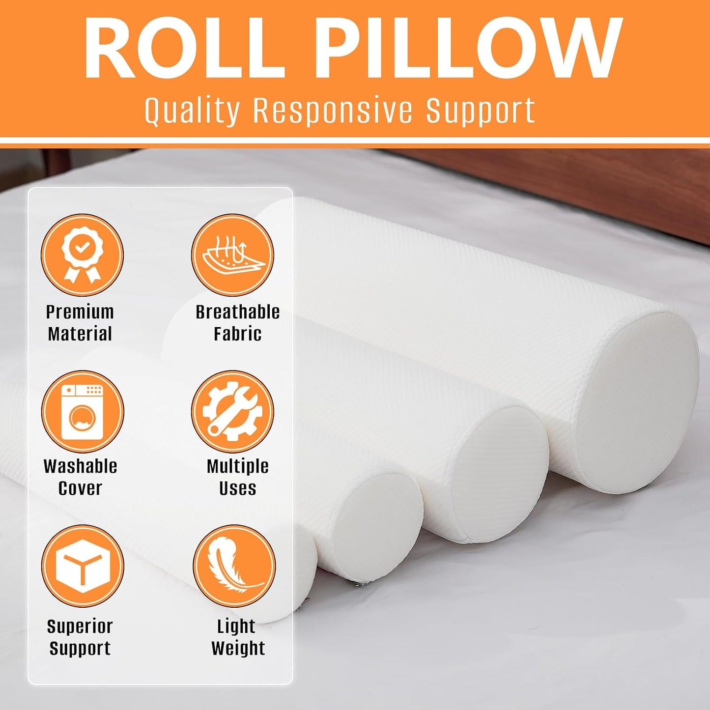 2 Pack Round Massage Table Bolster Pillow Pad, Bolster Pillow, Round Pillows, Suitable for Earthlite Massage Table (Grey, 4.7''x19.6'')
