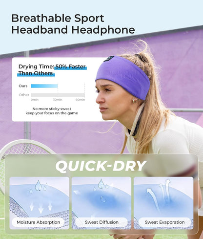 ink-topoint Sleep Headphones Bluetooth Headband, Wireless Sports Earphones | Sleeping Headphone for Side Sleepers with HD Stereo Speakers Breathable Headbands for Running, Yoga, Travel, Women&Men