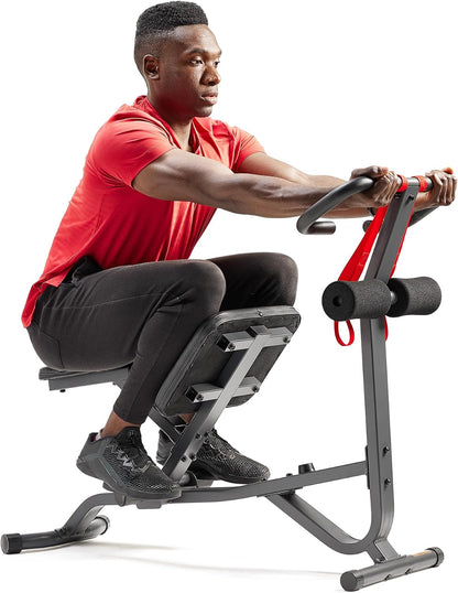 Sunny Health & Fitness Full Body Stretch Machine Back Stretcher Pivot Seat | Pivoting Seat, Multi-Use Handlebar, Padded Back Support, Full-Body Stretching, Flexibility Training, Home Gym Use