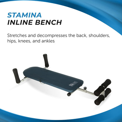 Stamina Products InLine Back Stretch Bench System, Blue Gray | Home Gym Equipment to Decompress Spine and Joints for Inversion Traction Therapy