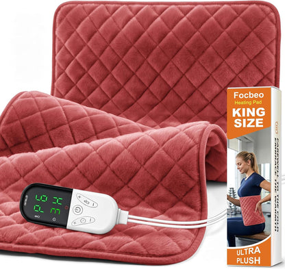 Electric Heating Pad for Back Neck & Shoulders, 35"x20" King Size, Velvet