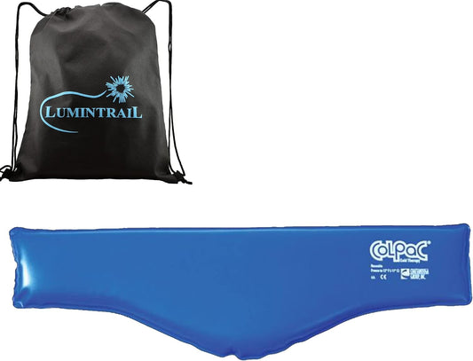 Chattanooga ColPac, Reusable Gel Ice Pack, Cold Therapy for Neck, Shoulder, Upper Back for Headaches, Inflammation, 23" Neck Contour, Blue Vinyl, with a Lumintrail Drawstring Bag