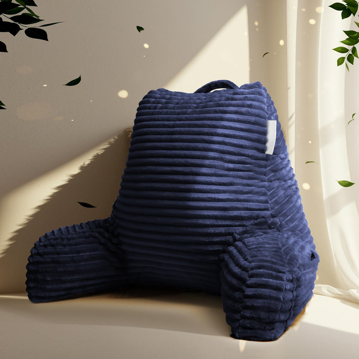 Hearth & Harbor Reading Pillow for Bed Adult – Back Pillow for Sitting in Bed, Standard Bed Pillows for Sitting Up in Bed, Foam Bed Chair Pillow, Stone Blue Bed Rest Pillow