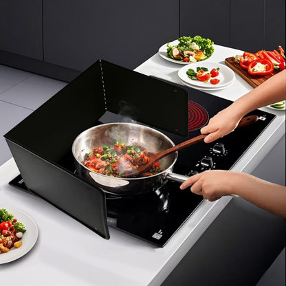 Silver Large 2 Pieces 2 Sided Stainless steel Splatter Guard for Frying Stove Top,Oil Splash Guard Cooking for Stove,Non Stick Foldable Splatter Screen