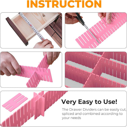 ALBAD Plastic Drawer Dividers Adjustable Drawer Organizer Dividers Separator for Tidying Clutter/Cutlery/Underwear/Socks/Clothes/Dresses/Boxes/Bins in Kitchen Bathroom Bedroom Office (8)
