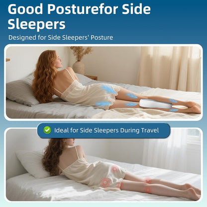Knee Pillow for Side Sleepers, Memory Foam Bolster Between Legs, Comfortable Sleep Positioning & Side Leg Support, Elevation Pillow for Adults, Back Hips Knees Support, Wider Contact