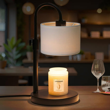 FINCMY Candle Warmer Lamp with Timer, Adjustable Height Candle Wax Warmer Candle Lamp Warmer for Jar Candles, Home Decor House Warming Gifts Compatible with Various Candles (Linen)