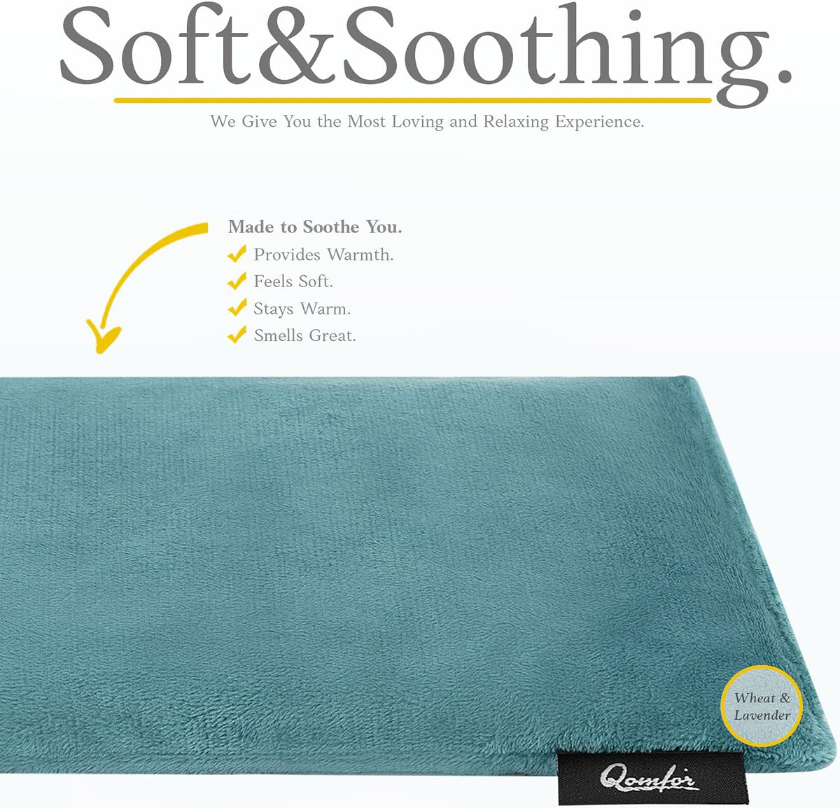 Qomfor - Microwavable Heating Pad - Blue Green - Lavender Scented Heat Pack - Therapeutic Heat Wrap for Neck, Shoulders & Period Cramps Pain Relief - Reusable Hot/Cold Therapy Bag