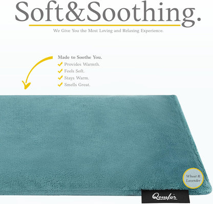 Qomfor - Microwavable Heating Pad - Blue Green - Lavender Scented Heat Pack - Therapeutic Heat Wrap for Neck, Shoulders & Period Cramps Pain Relief - Reusable Hot/Cold Therapy Bag