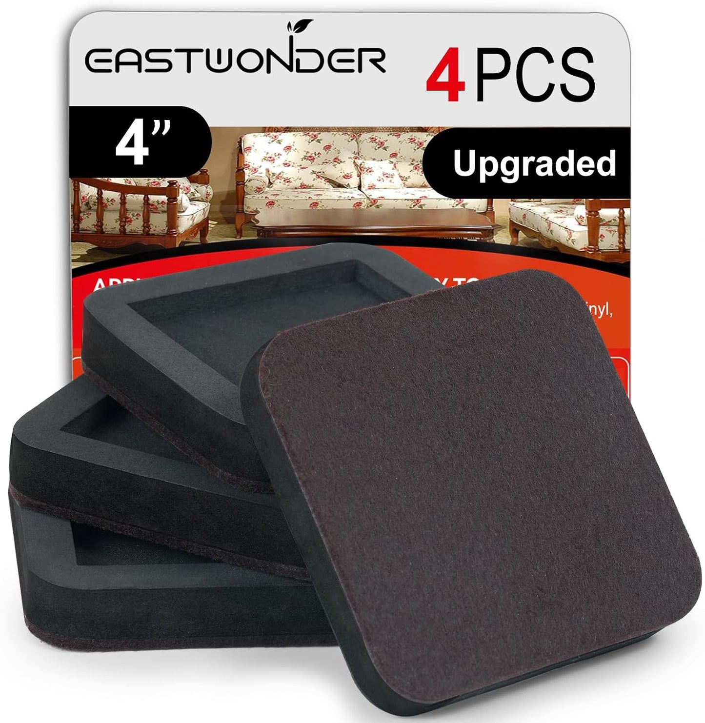 Upgraded Felt Furniture Sliders for Hardwood Floors - 8 PCS 4" | Patented Groove Design, Furniture Movers Sliders, Easily and Safely Move Any Item, Floor Protection