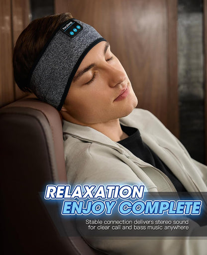 Perytong Sleep Headphones Bluetooth 5.4 Headband, Wireless Sleep Headphones with Ultra-Thin HD Stereo Speakers for Side Sleepers, Soft & Sweat Resistant Sport Headband for Yoga Travel Workout