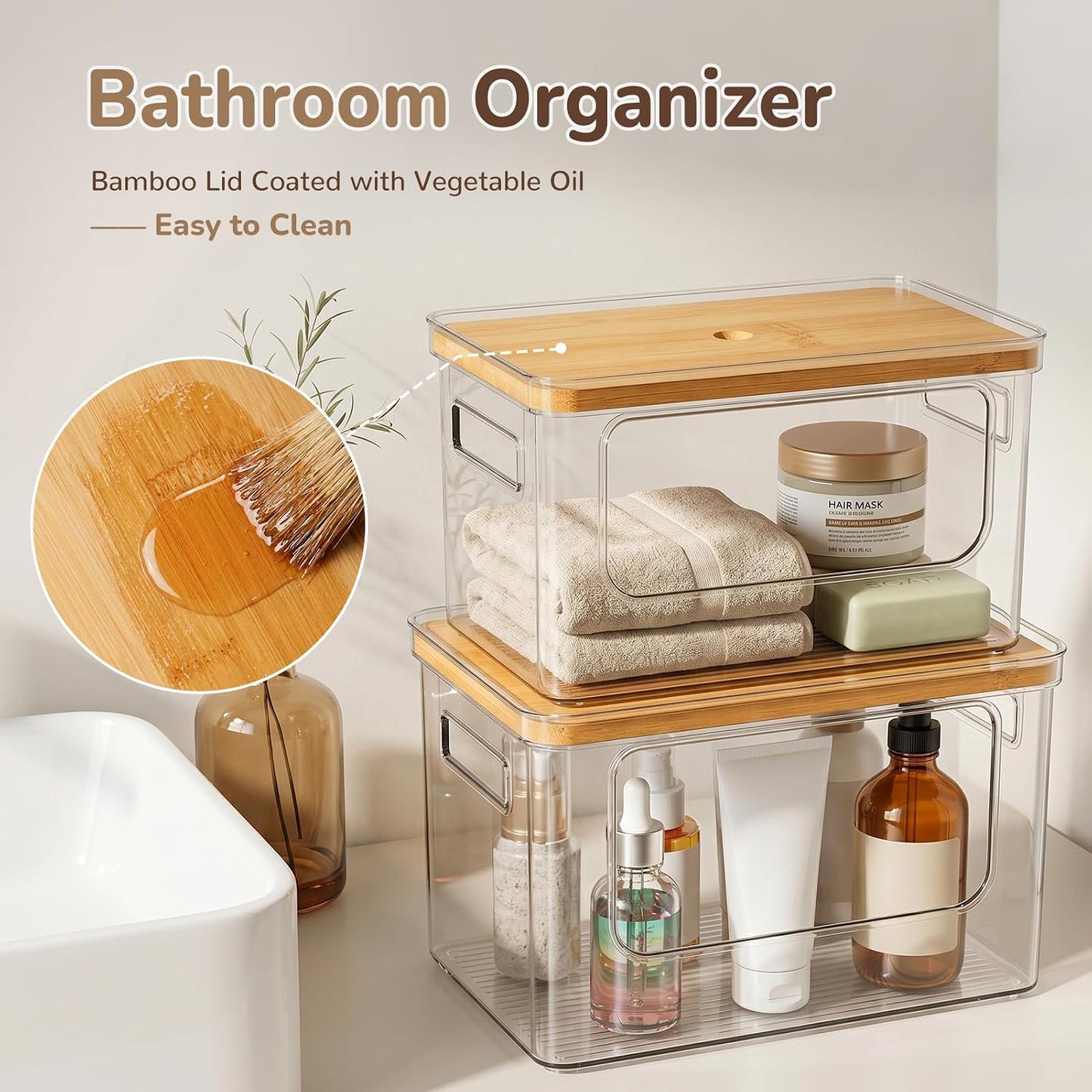 Hudgan Potato and Onion Storage Bin for Pantry Organizers Straight Side, Stackable, 2 Set