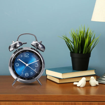 Super Loud Alarm Clock For heavy sleepers,4 inches Twin Bell Alarm Clock with Backlight,Battery Operated,Silent Non Ticking,For Kids,Adults,Bedrooms,Retro decor Desk Analog Clocks.. (Noctilucent)