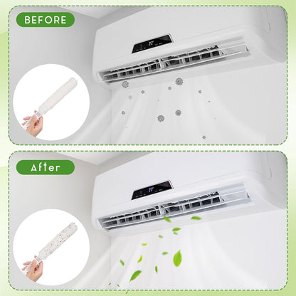 Air Conditioner Cleaner Set Mini Split Cleaning Kit Under Fridge Cleaning Tool Window Unit Kit with 5 Replaceable Brush Clothes for Refrigerator Air Conditioner, No Disassembly Furniture Appliances