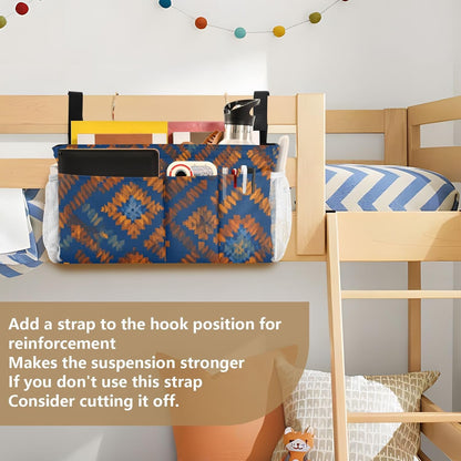 Bedside Caddy Hanging Bunk Bed Caddy Bed Organizer Hanging Pocket with 2 Hooks Bedside Storage Organizer Pocket Bag Holder Checkered Light Green - Colors B