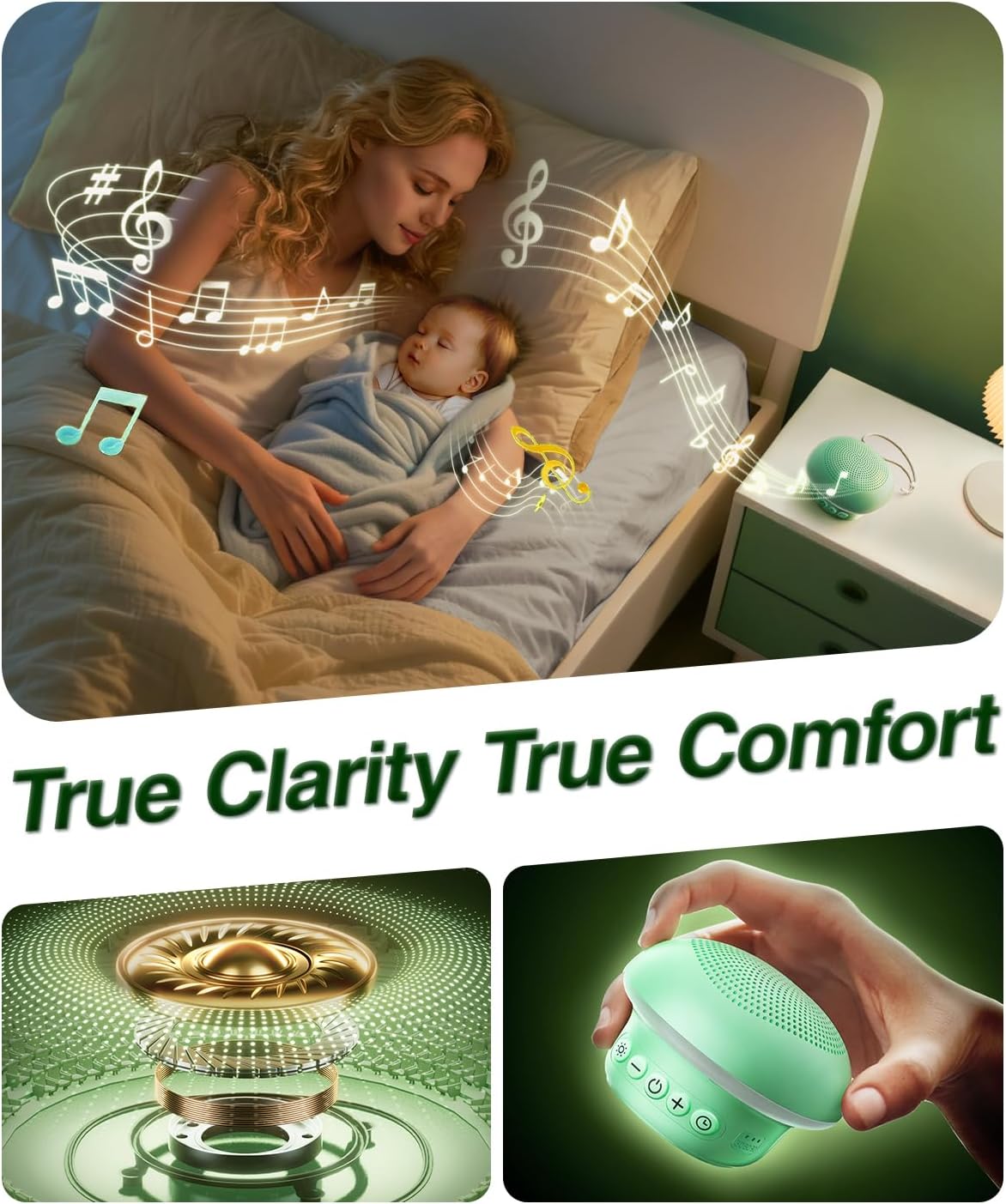 Portable White Noise Sound Machine for Baby Kids Adults, 20 Natural Soothing Sounds, 48H Battery Playback, 30 Volume Levels, 3 Timers, Memory Function & Soft Night Light for Sleep, Home, Travel, Mini
