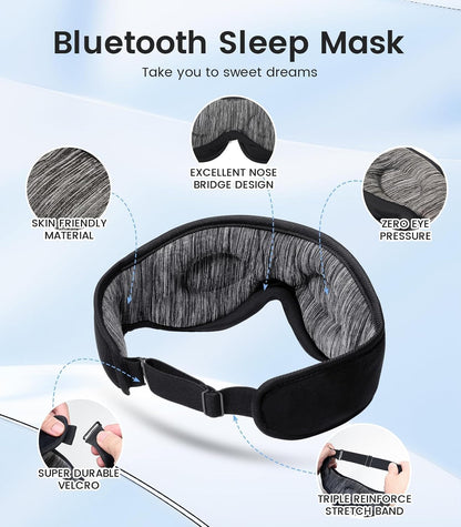Bluetooth Sleep Mask, Sleep Mask with Bluetooth Headphones, Sleeping Headphones for Side Sleepers Travel Yoga, Cool Tech Gadgets Unique Gift for Valentine's Mother's Day Birthday Christmas