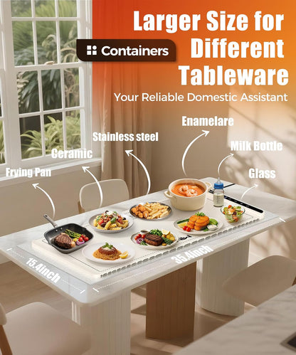 Warming Mat for Food, 26x15 Inch, Off White, Fast Heat, Child Lock