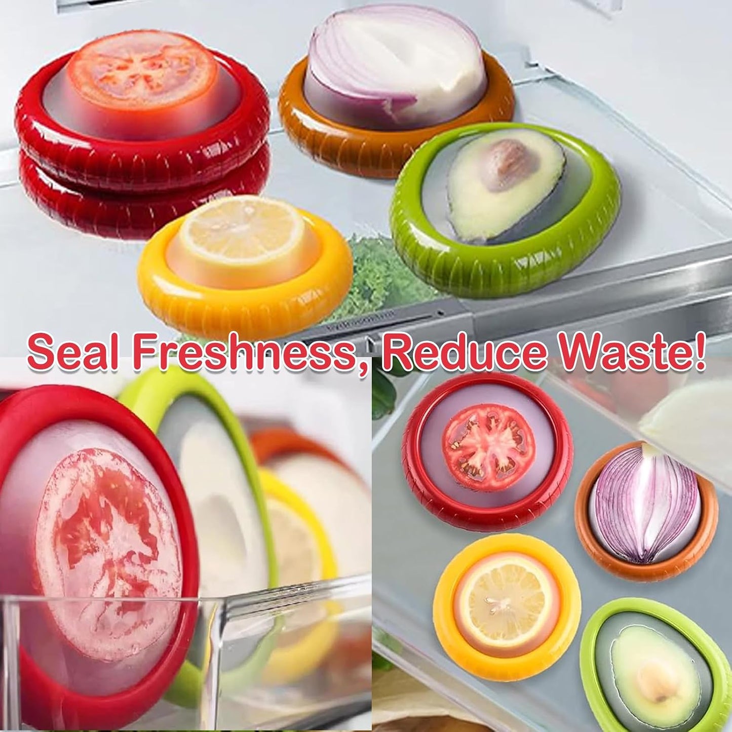 Zyphora Avocado Saver, 5-Piece Fruit Saver Container Set with Peeler | 4 reusable BPA-free ABS and silicone containers, 1 stainless steel peeler, airtight, leak-proof, dishwasher and freezer safe